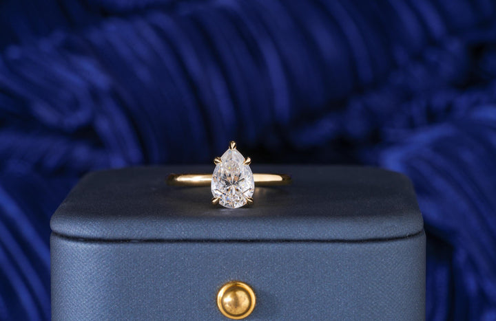 2.0CT Pear Lab Grown Solitaire Diamond Engagement Ring For Women