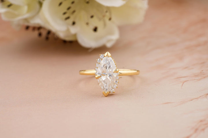 1.50CT Marquise Lab Grown Cluster Diamond Engagement Ring For Women