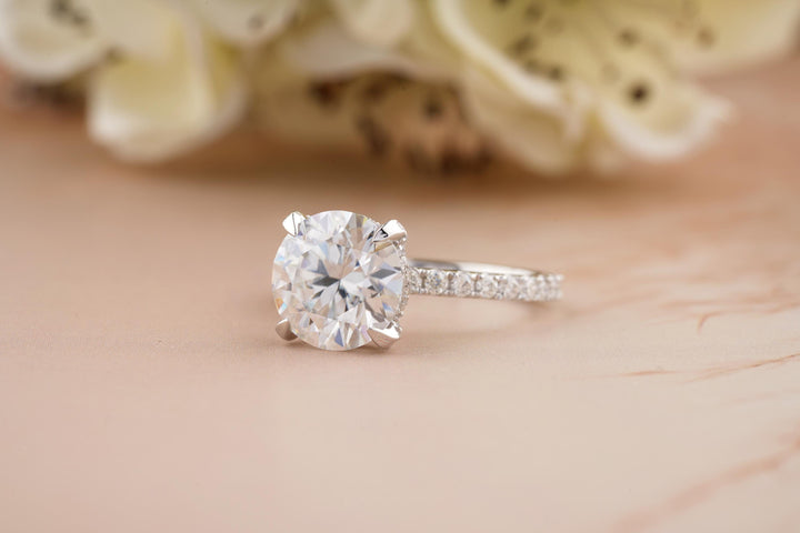 3.0CT Round Cut Pave Lab Grown Diamond Hidden Halo Engagement Ring For Women
