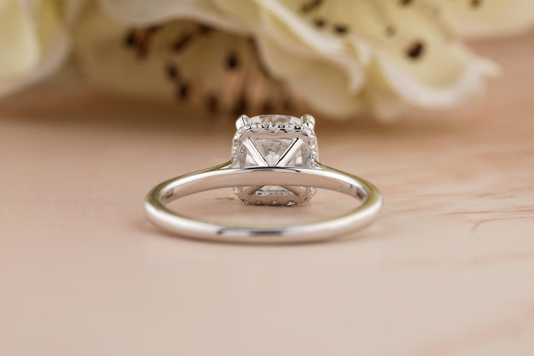 2.0CT Cushion Cut Hidden Halo Lab Grown Diamond Engagement Ring For Women
