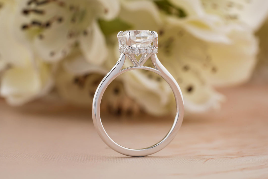 2.0CT Cushion Cut Hidden Halo Lab Grown Diamond Engagement Ring For Women