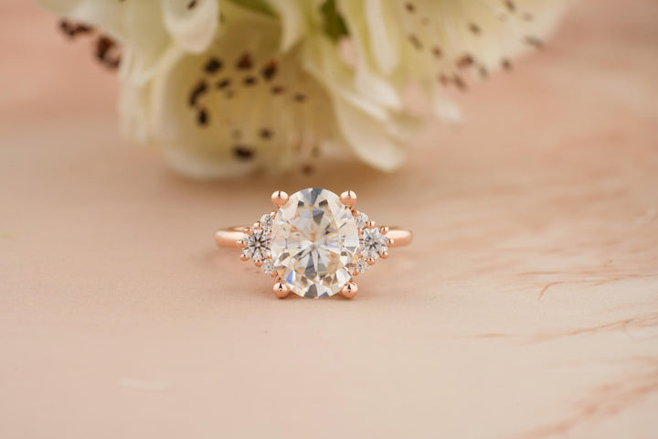 3.0CT Oval Cut Cluster Lab Grown Diamond Engagement Ring Pretty Engagement Rings