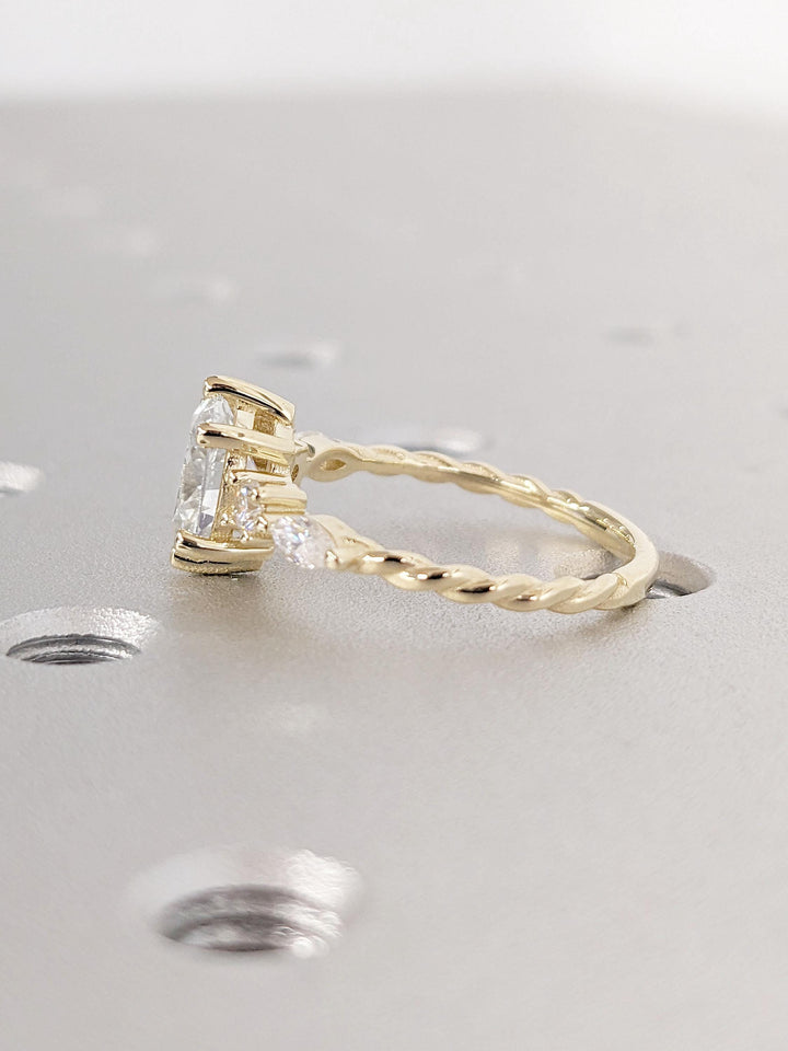 1.0CT Oval Cut Cluster Lab Grown Diamond Engagement Ring For Women