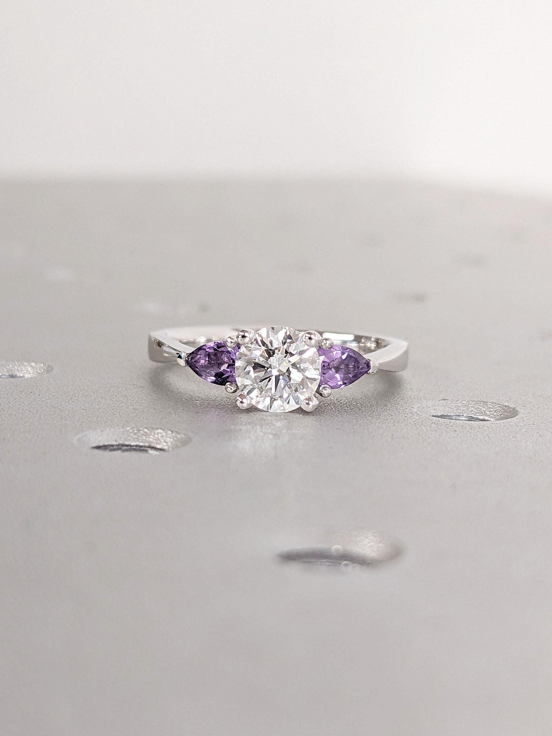 1.0CT Round Cut 3 Stone Lab Grown Diamond Engagement Ring Trilogy Engagement Ring