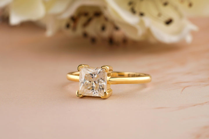 1.50CT Princess Cut Four Prong Lab Grown Diamond Engagement Ring For Women
