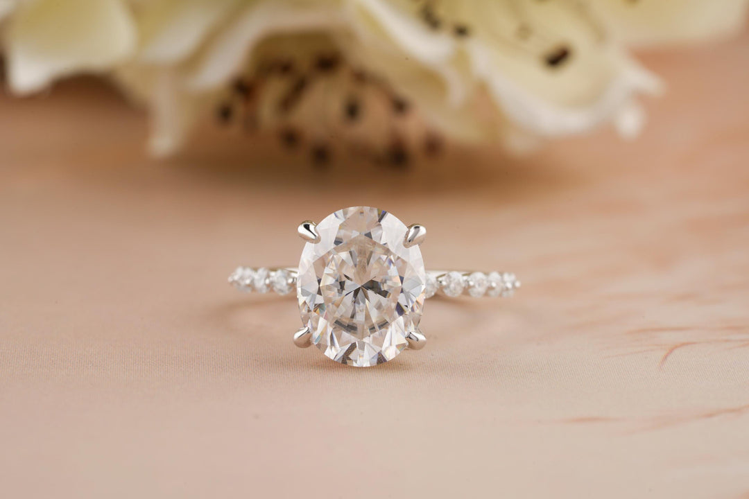 2.50CT Oval Cut Hidden Halo Lab Grown Diamond Pave Engagement Ring For Women
