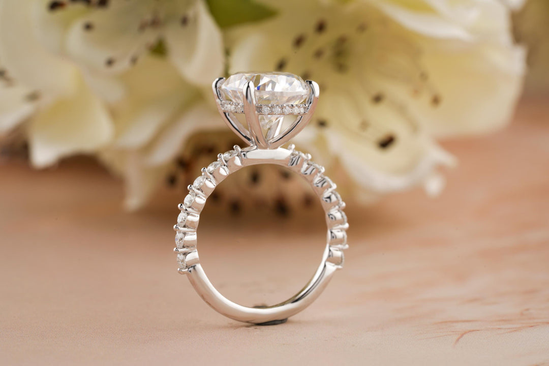 2.50CT Oval Cut Hidden Halo Lab Grown Diamond Pave Engagement Ring For Women