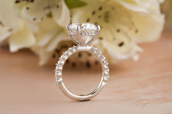 2.50CT Oval Cut Hidden Halo Lab Grown Diamond Pave Engagement Ring For Women
