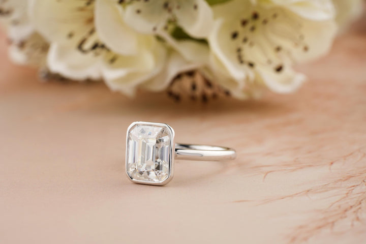 3.50CT Emerald Lab Grown Diamond Bezel Engagement Ring For Women