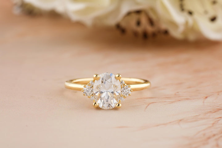 2.0CT Oval Cut Cluster Lab Grown Diamond Engagement Ring For Women