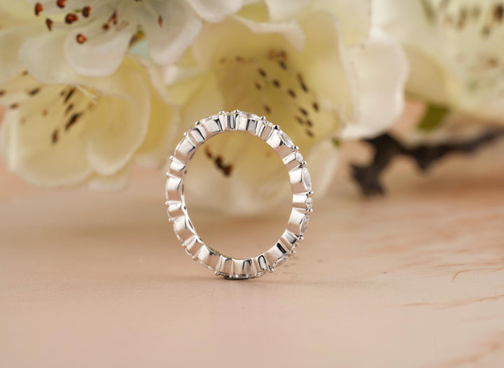 0.45CT Round & Marquise Cut Eternity CVD EF/VVS Diamond Wedding Band For Women