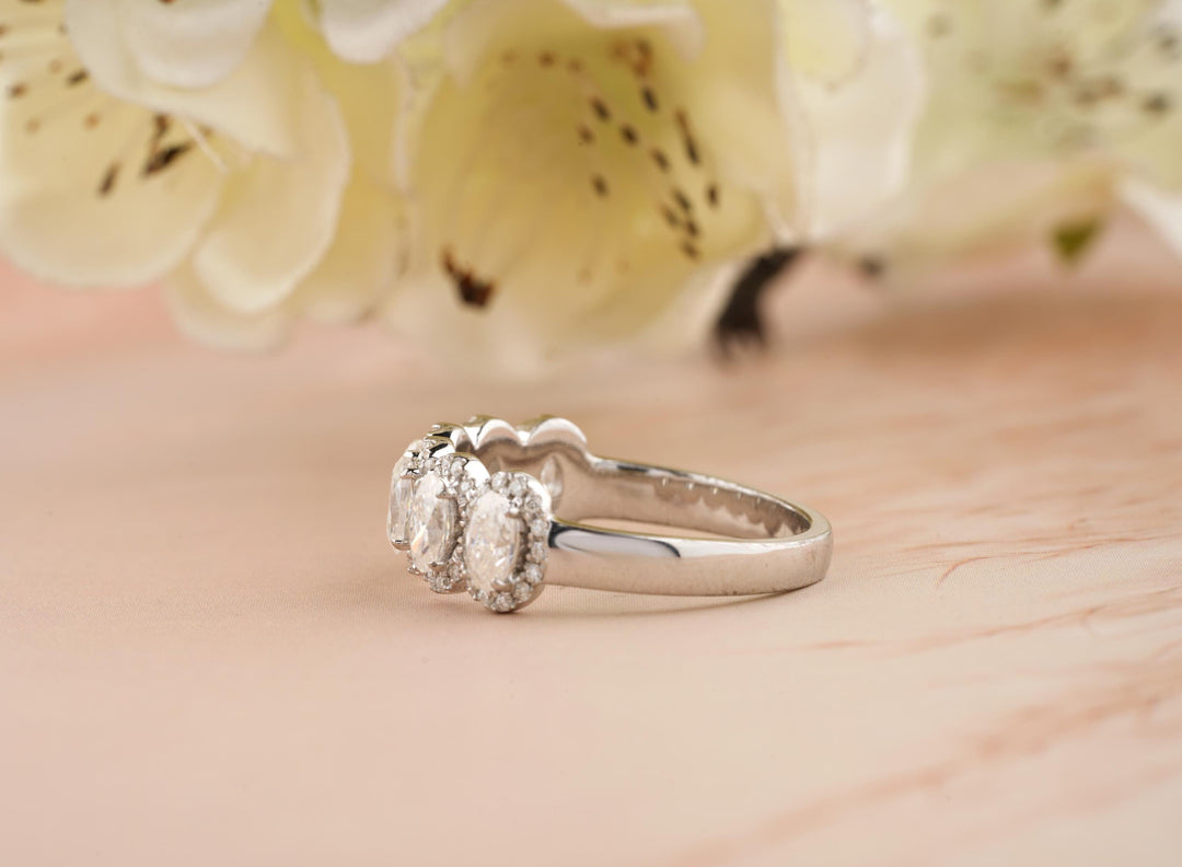 1.70CT Oval Cut Unique Stackable Half Eternity CVD EF/VVS Diamond Wedding Band For Women