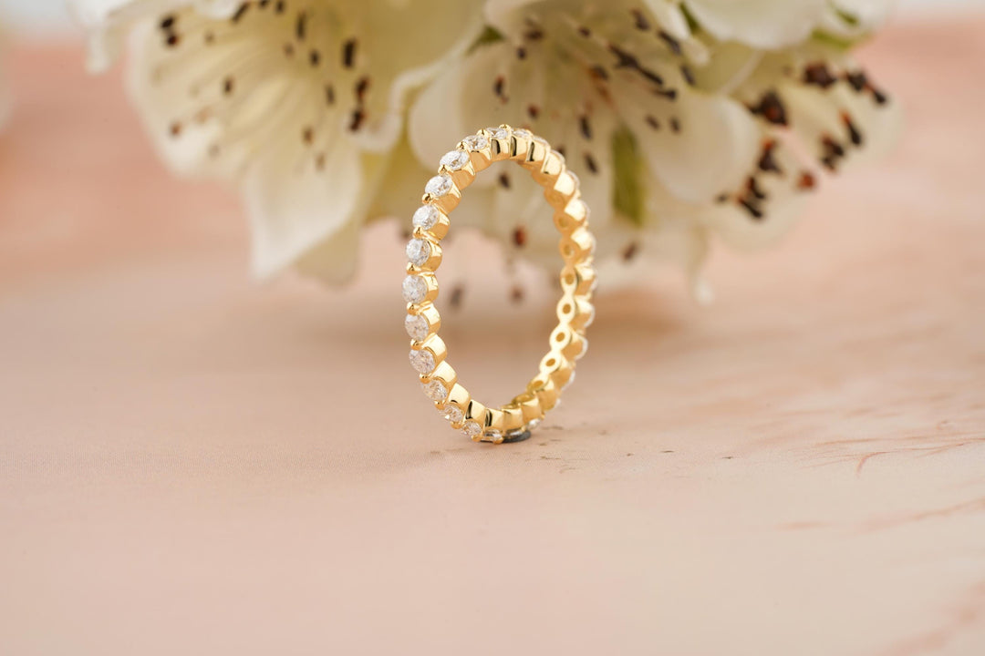 1.0CT Round Cut Eternity CVD EF/VVS Diamond Wedding Band For Women
