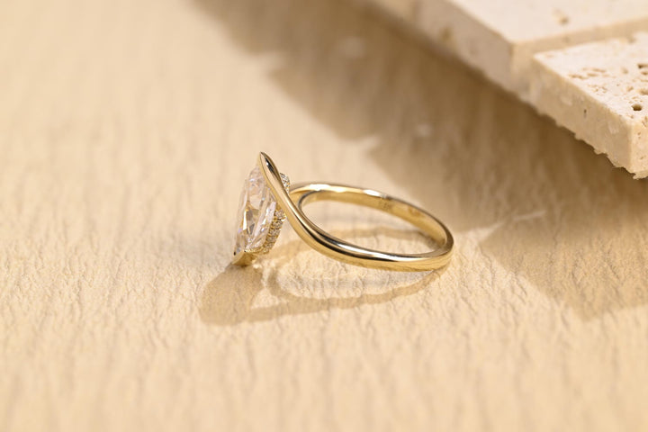 2.0CT Pear Cut Tension Lab Grown Diamond Engagement Ring, Minimalist Wedding Ring
