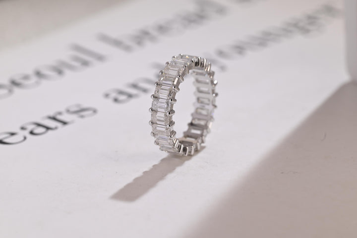 5.0CT Emerald Cut Eternity CVD EF/VVS Diamond Wedding Band For Women