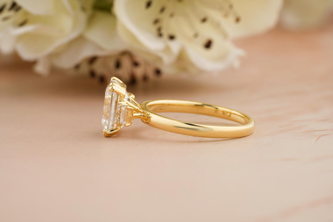 2.50CT Emerald Cut 3 Stone Lab Grown Diamond Engagement Ring For Women