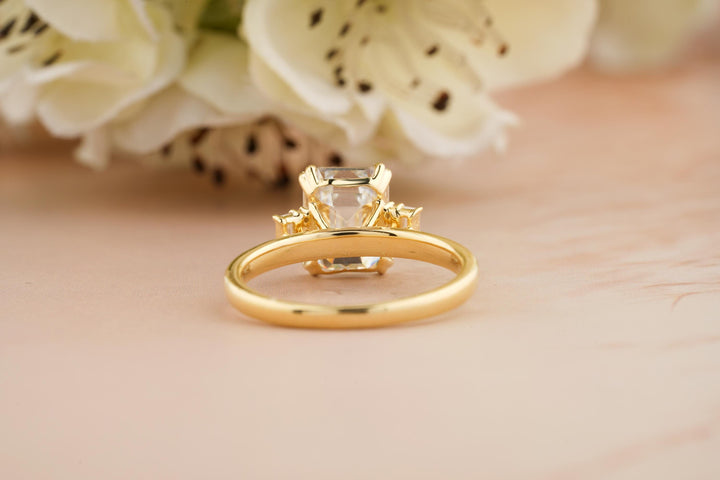 2.50CT Emerald Cut 3 Stone Lab Grown Diamond Engagement Ring For Women