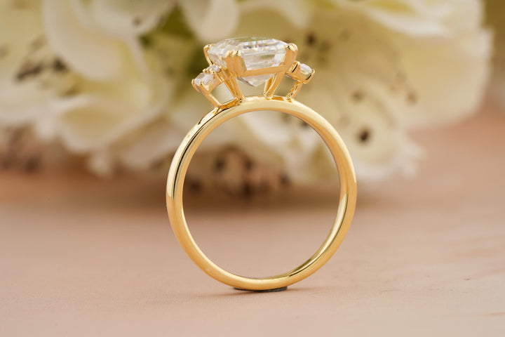 2.50CT Emerald Cut 3 Stone Lab Grown Diamond Engagement Ring For Women