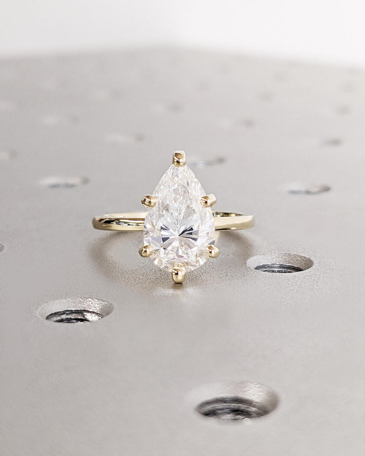 2.50CT Pear Lab Grown Diamond Solitaire Engagement Ring Maximalist Engagement Ring