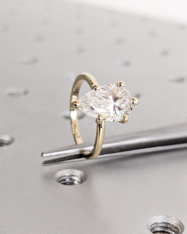 2.50CT Pear Lab Grown Diamond Solitaire Engagement Ring Maximalist Engagement Ring