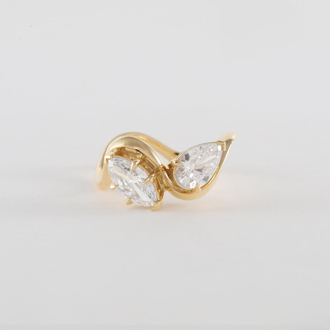 1.50CT-2.50CT Marquise and Pear Cut Diamond Two Stone Engagement Ring