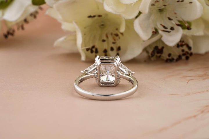 2.50CT Radiant Cut 3 Stone Lab Grown Diamond Engagement Ring For Women