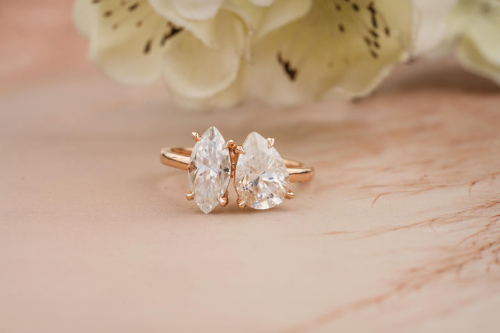 2.0CT Toi Et Moi Pear & Marquise Lab Grown Diamond Engagement Ring For Her