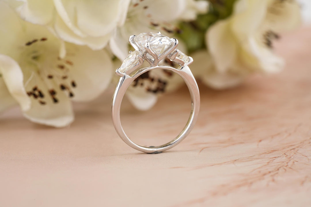 3.50CT Oval Lab Grown Diamond 3 Stone Engagement Ring For Women