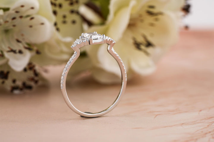 0.50CT Emerald Cut 3 Stone Lab Grown Diamond Engagement Ring For Women