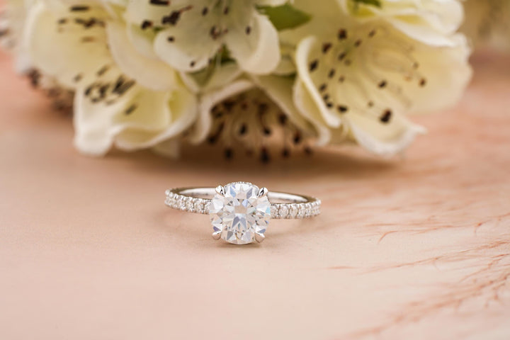 1.50CT Round Cut Hidden Halo Lab Grown Diamond Pave Engagement Ring For Women