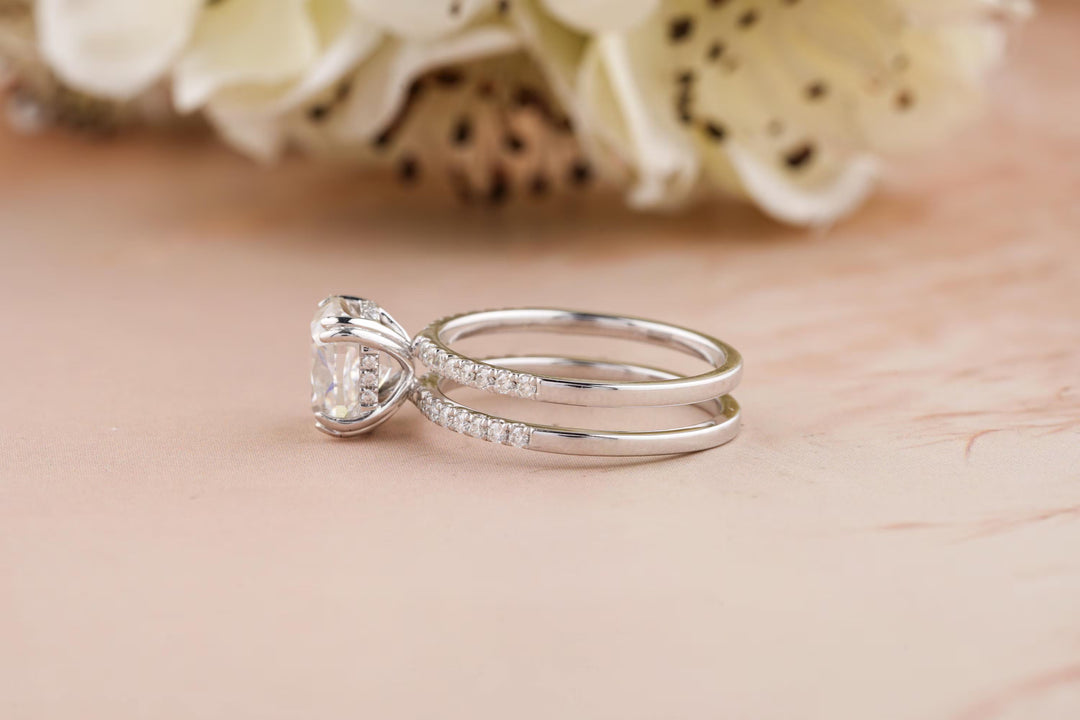 1.50CT Cushion Cut Hidden Halo Lab Grown Diamond Engagement Ring For Women