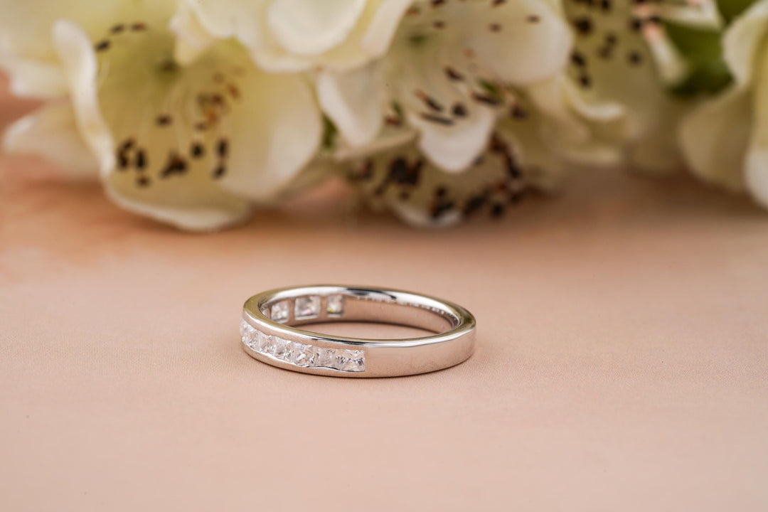 1.0CT Princess Cut Channel CVD EF/VVS Diamond Wedding Band For Women