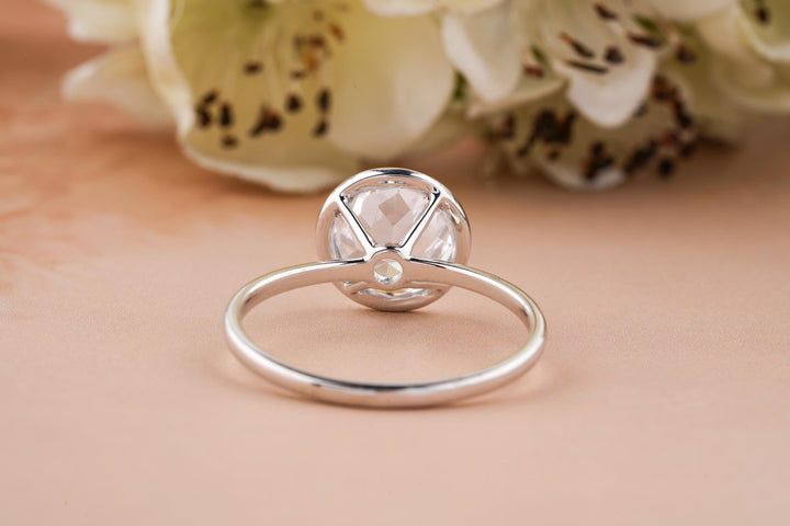 2.50CT Round Cut Bezel Set Lab Grown Diamond Engagement Ring For Women