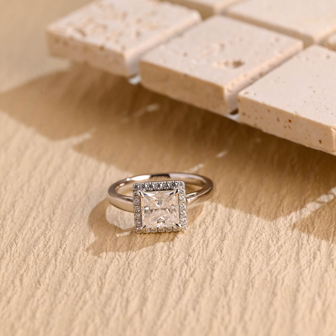 1.0CT Princess Cut Halo IGI Certified Lab Grown Diamond Engagement Ring For Her