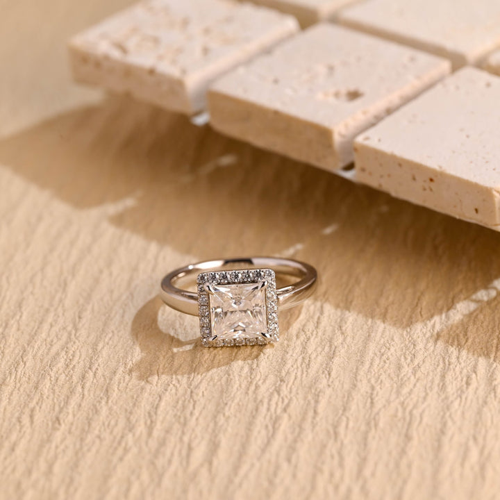 1.0CT Princess Cut Halo IGI Certified Lab Grown Diamond Engagement Ring For Her