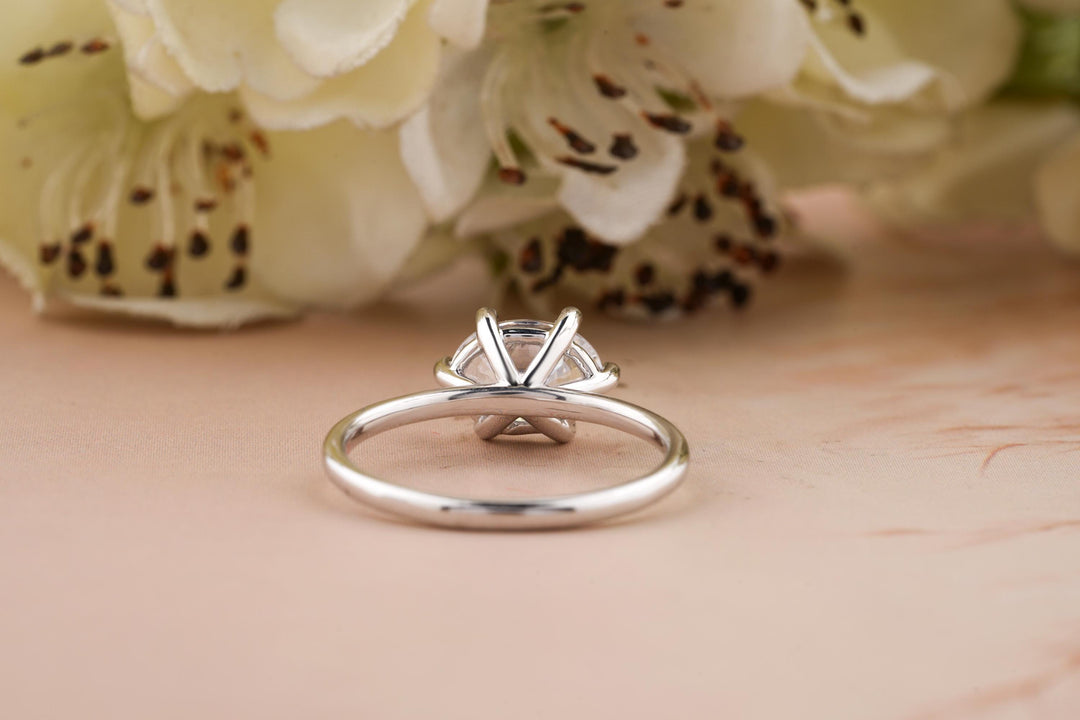 1.50CT East West Oval Lab Grown Solitaire Diamond Engagement Ring For Women