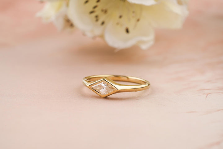 1.0CT East West Kite Lab Grown Bezel Set Diamond Engagement Ring For Women