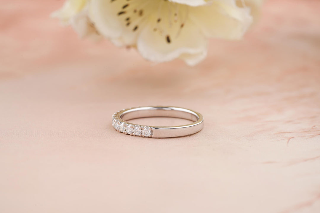 0.55CT Round Cut Half Eternity CVD EF/VVS Diamond Wedding Band For Women