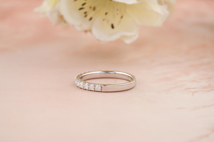 0.55CT Round Cut Half Eternity CVD EF/VVS Diamond Wedding Band For Women