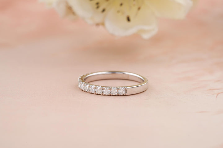 0.55CT Round Cut Half Eternity CVD EF/VVS Diamond Wedding Band For Women