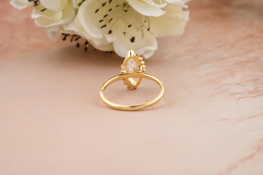 1.50CT Marquise Lab Grown Cluster Diamond Engagement Ring For Women