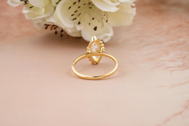 1.50CT Marquise Lab Grown Cluster Diamond Engagement Ring For Women