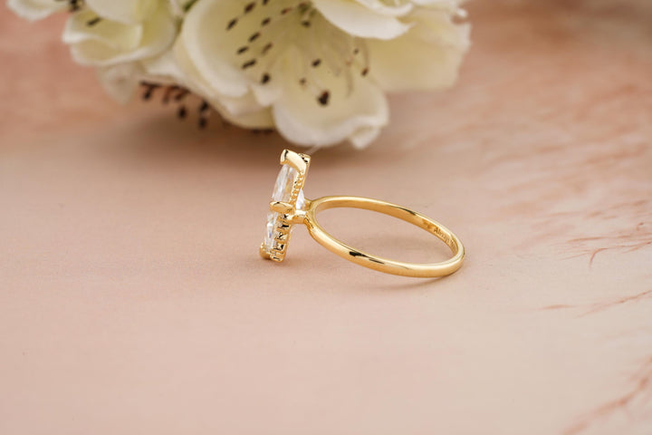 1.50CT Marquise Lab Grown Cluster Diamond Engagement Ring For Women