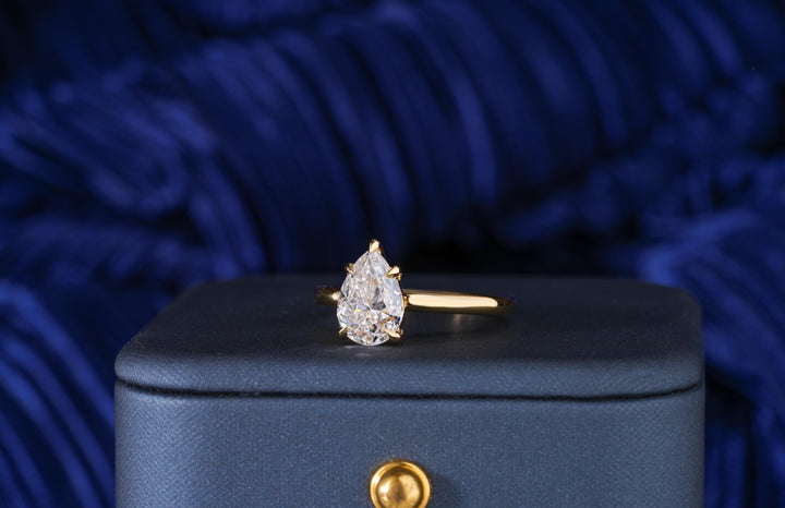 2.0CT Pear Lab Grown Solitaire Diamond Engagement Ring For Women