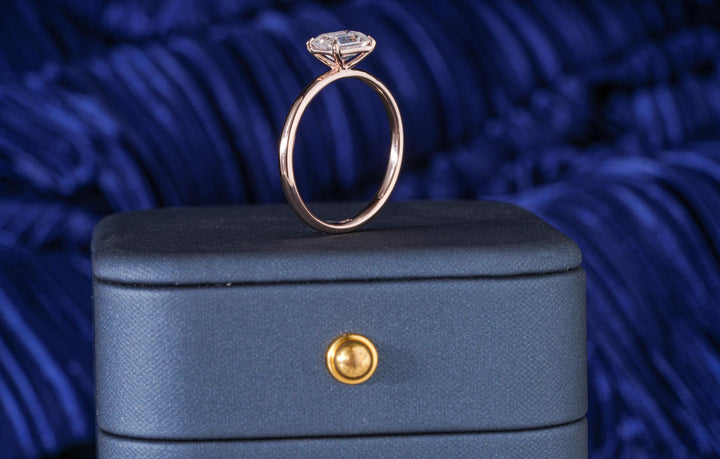 1.0CT East West Emerald Lab Grown Solitaire Diamond Engagement Ring For Women