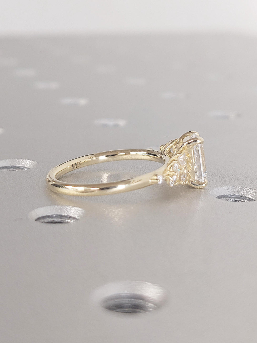 1.0CT Emerald Cut Cluster Lab Grown Diamond Engagement Ring Unique Wedding Ring