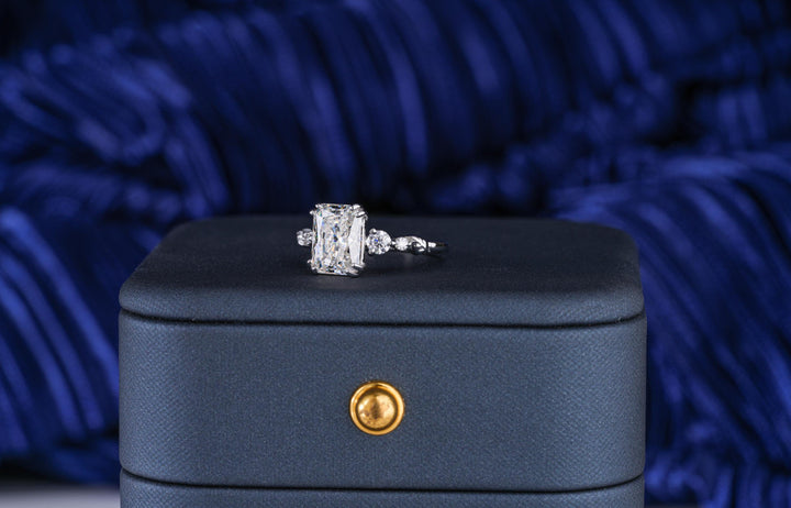 2.0CT Radiant Cut Pave Lab Grown Diamond Engagement Ring For Women