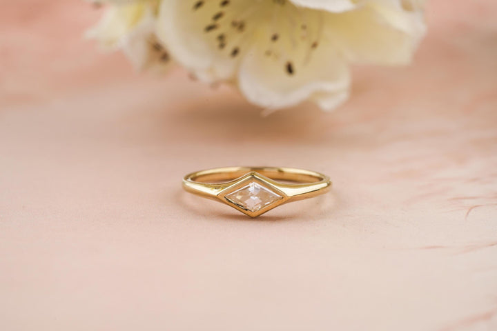 1.0CT East West Kite Lab Grown Bezel Set Diamond Engagement Ring For Women