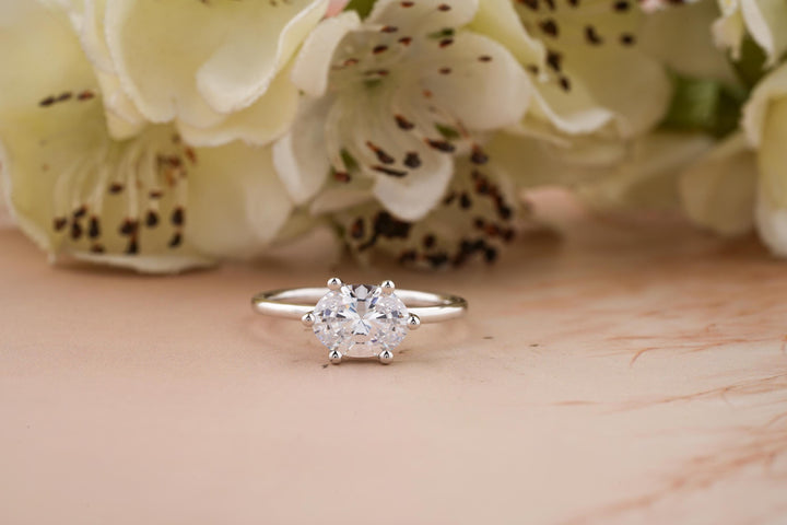 1.50CT East West Oval Cut Solitaire Cut Lab Grown Diamond Engagement Ring
