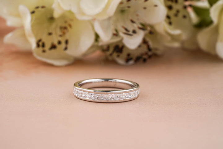 1.0CT Princess Cut Channel CVD EF/VVS Diamond Wedding Band For Women